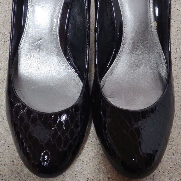 👍 Liz Black Leather Heels Size 10.   A2 - Picture 2 of 6